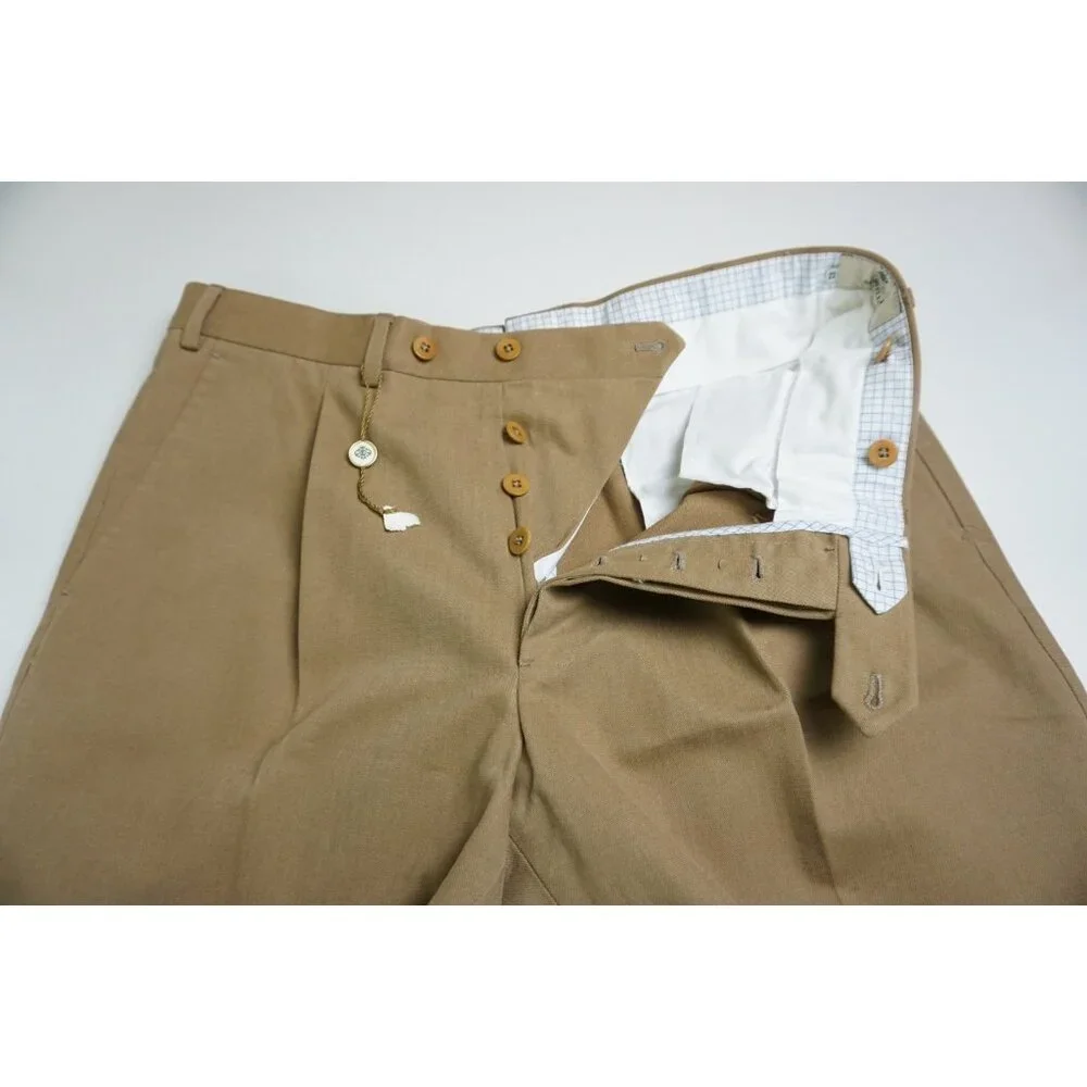 Luigi Borrelli Medium Brown 100% Cotton Pants Sz 52 NEW
